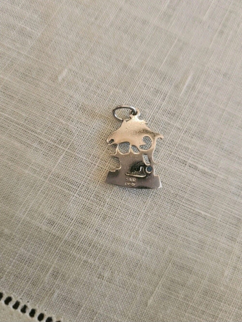 Cool Vintage 60s Sterling Silver 925 Pisces Zodiac Charm/Pendant Turquoise Stone - Picture 3 of 4
